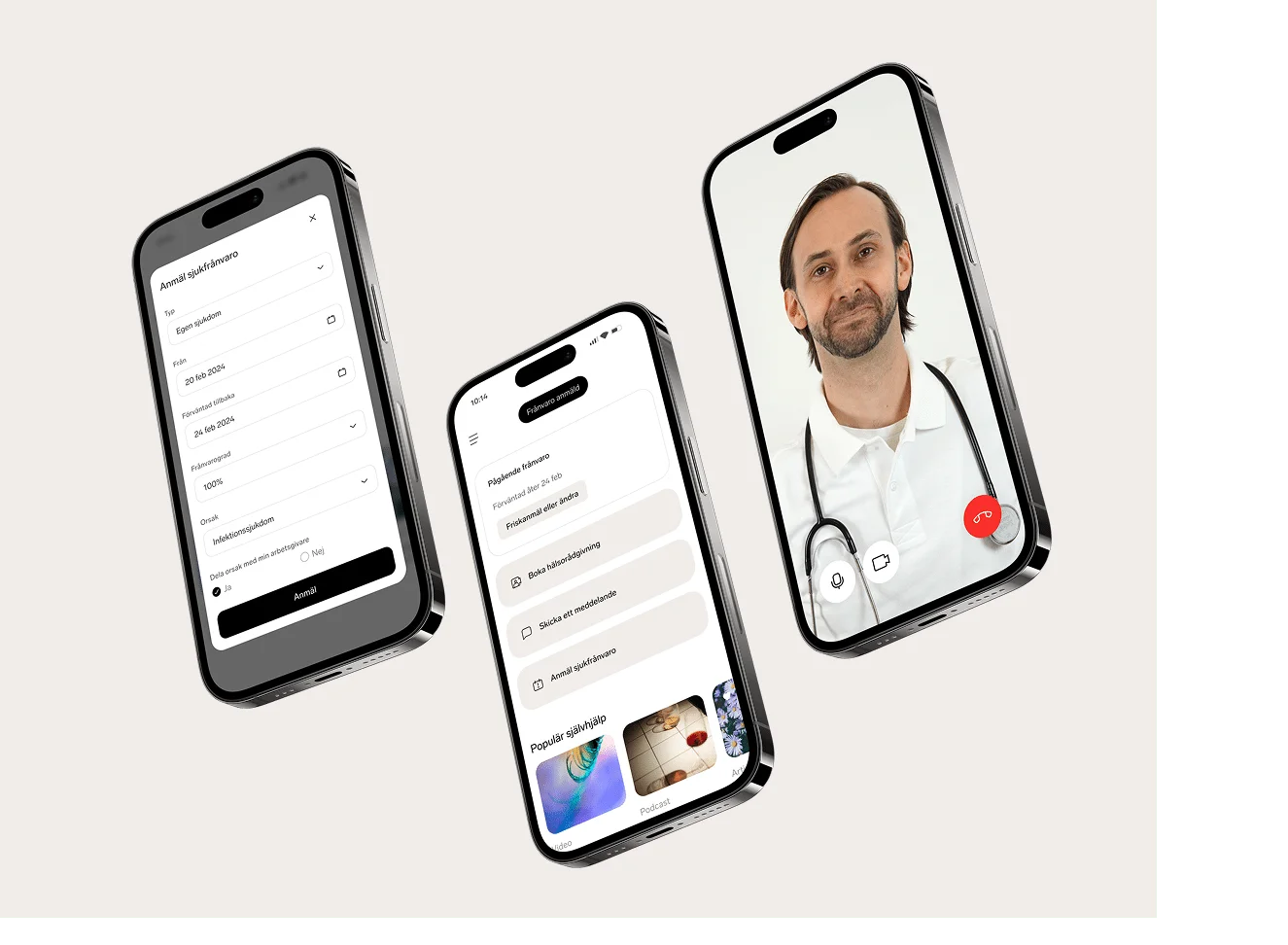 Smidig sjukanmälan i mobilen med direkt videosamtal till sjuksköterska för snabbt stöd
